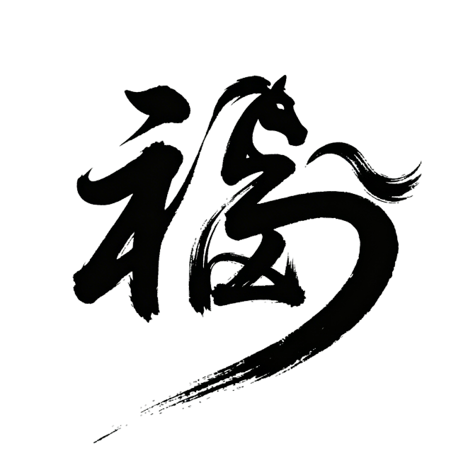 生成带马元素的白底福字预览效果