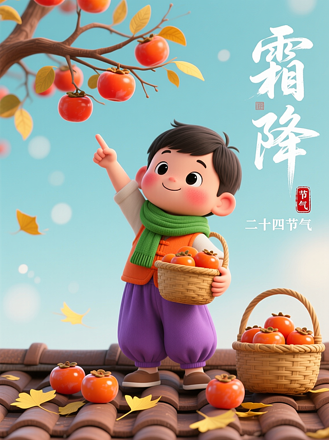 海报设计，节气海报设计，节气霜降海报设计，霜降海报设计，二十四节气海报，二十四节气，霜降，霜降海报