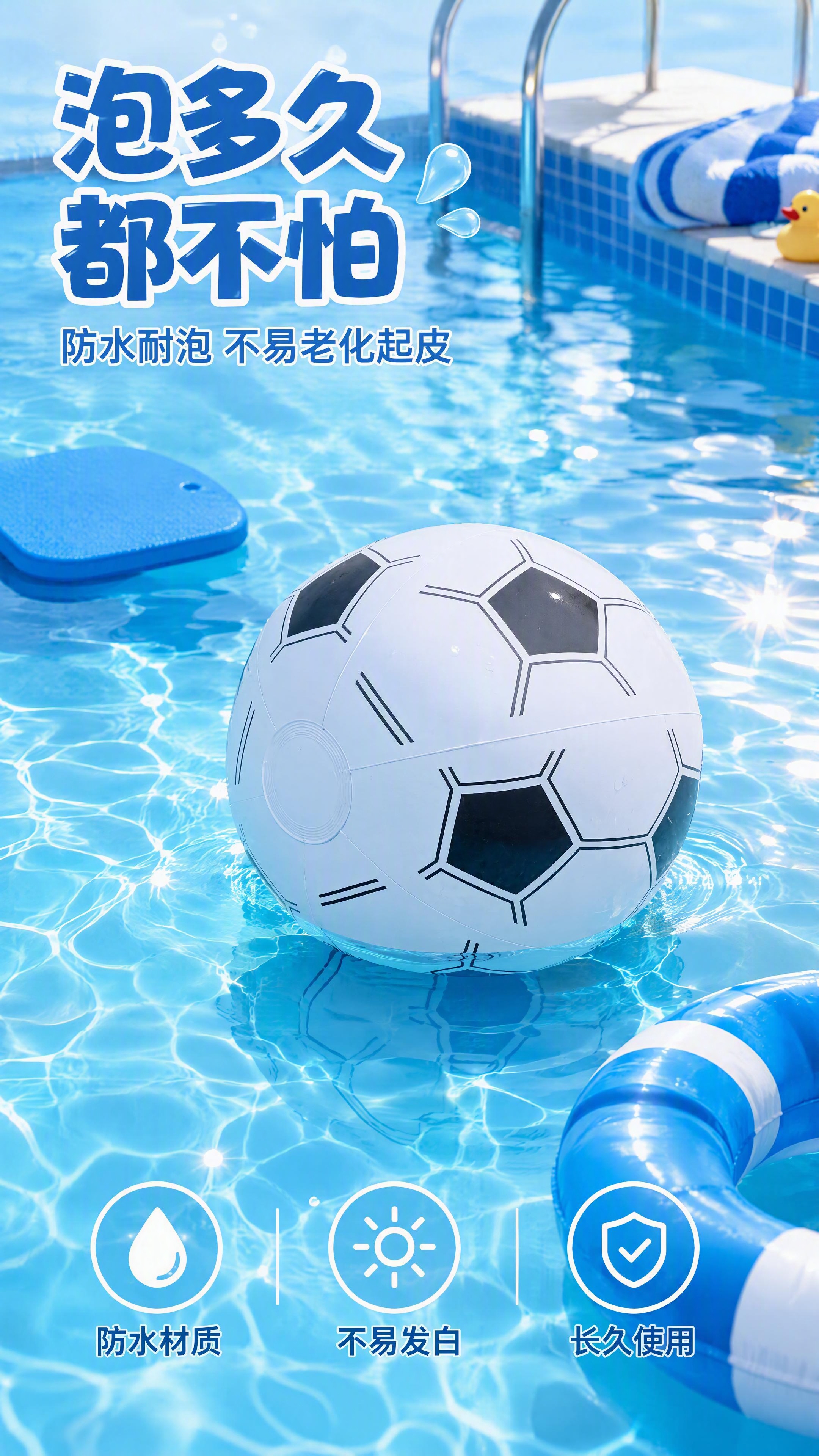 [第8张] 泳池戏水场景页-耐水泡不易老化。本张使用【图2】黑… - 图片创意预览