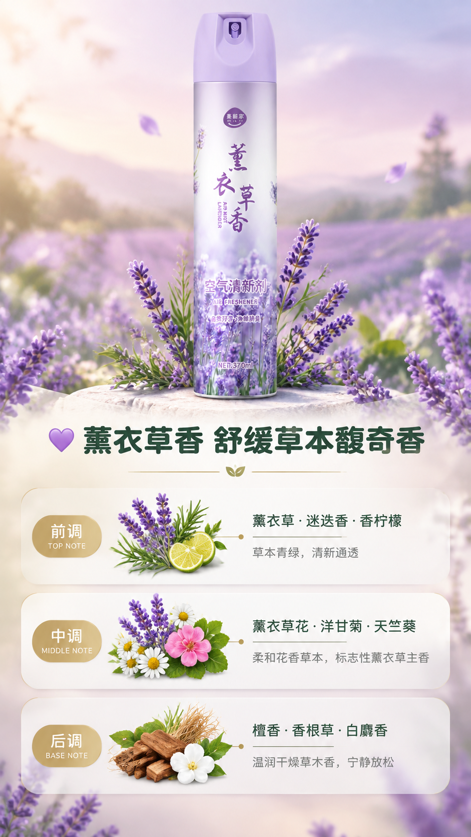 [商品] 使用【图3】薰衣草香款空气清新剂；保留紫色罐身、薰衣… - 图片创意预览