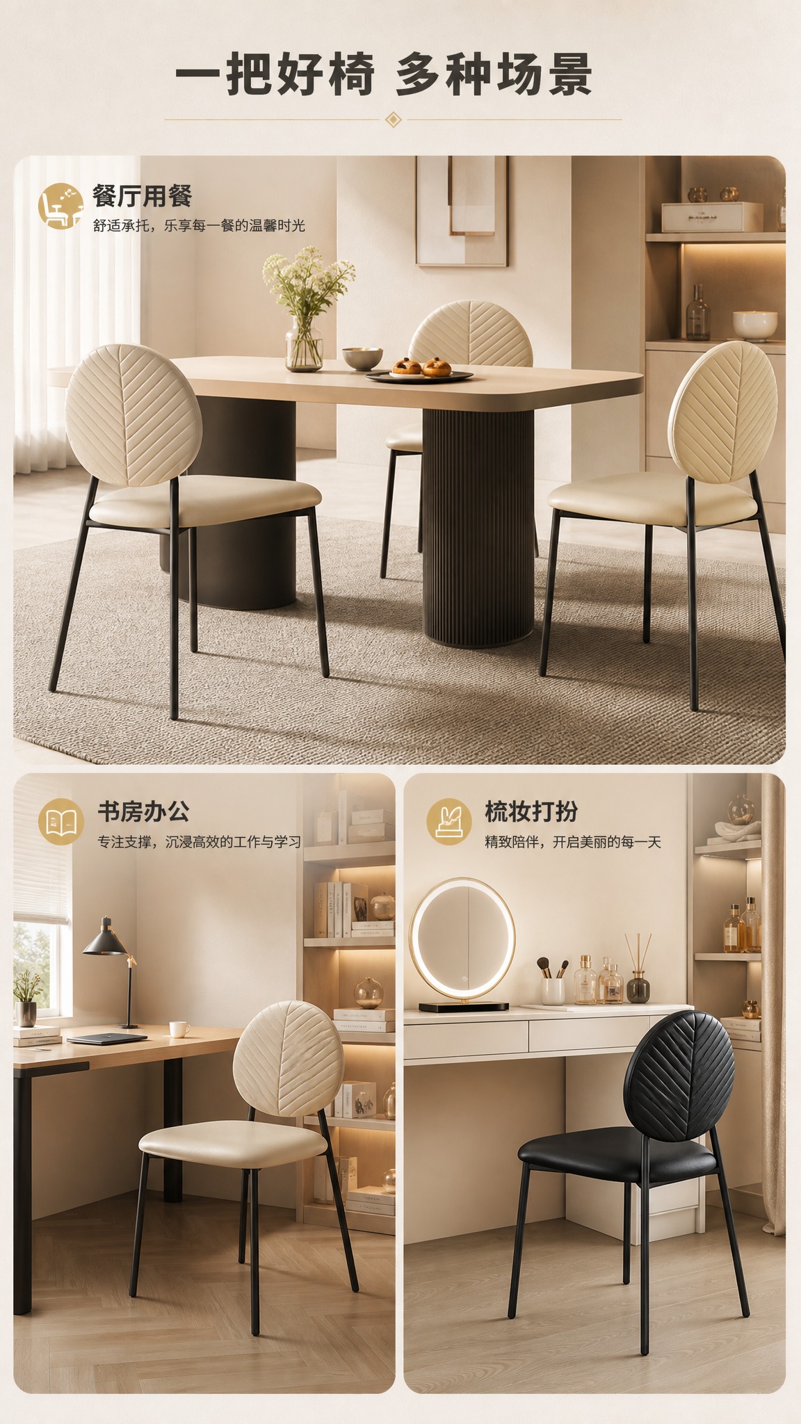 [商品] 使用【图1】两色餐椅；保留产品造型、颜色、材质与结构… - 图片创意预览