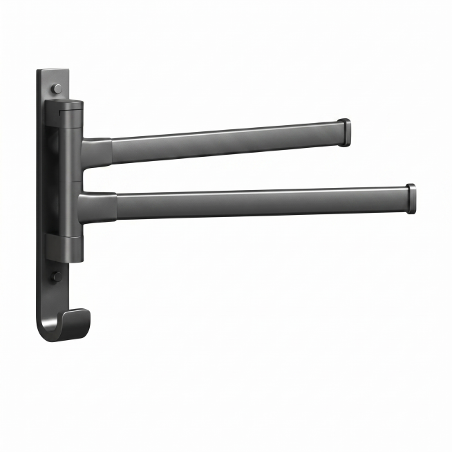[主图 1] Gun Gray Rotating Towel Rack product main image. Pure white background #FFFFFF. The product i预览效果