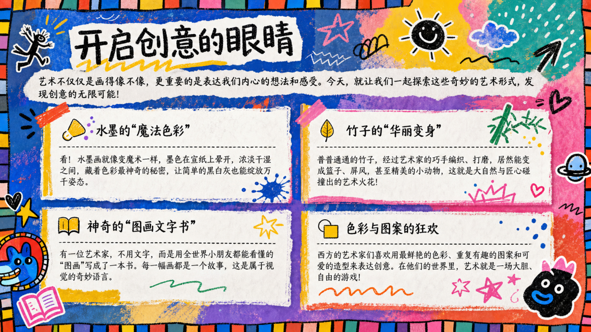 参考第一张图片的涂鸦拼贴插画风，保留第二张图片所有文字内容和排版布局不变，绘制一张活动宣传海报，色彩鲜艳丰富，加入手绘涂鸦装饰元素，风格活泼搞怪，和参考图的风格保持一致预览效果