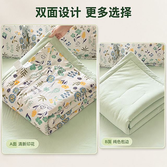 使用电商主图技能生成5张比例1:1的电商主图，适配平台为淘宝/天猫，商品为「图片1」，商品卖点为印花凉感夏被云感亲肤面料，超细九孔纤维 环保印花设计