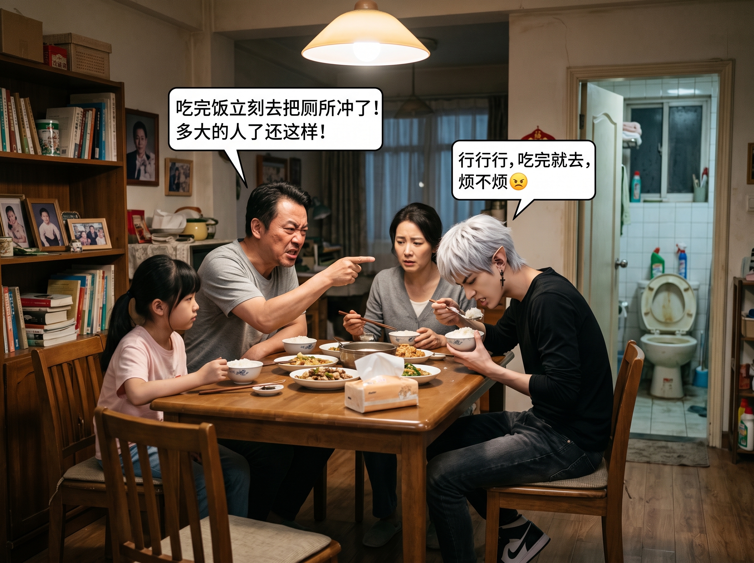 参考图中22岁银白短发尖耳男性，黑色长袖上衣、深灰牛仔裤、黑白… - 图片创意预览