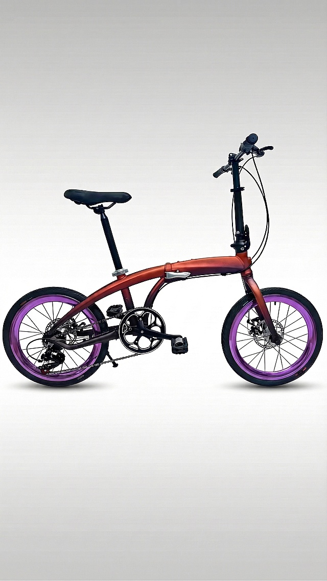 将自行车车圈改成电镀紫颜色，保留车架已修改的黑玫瑰渐变效果，自行车其他部分和背景不变