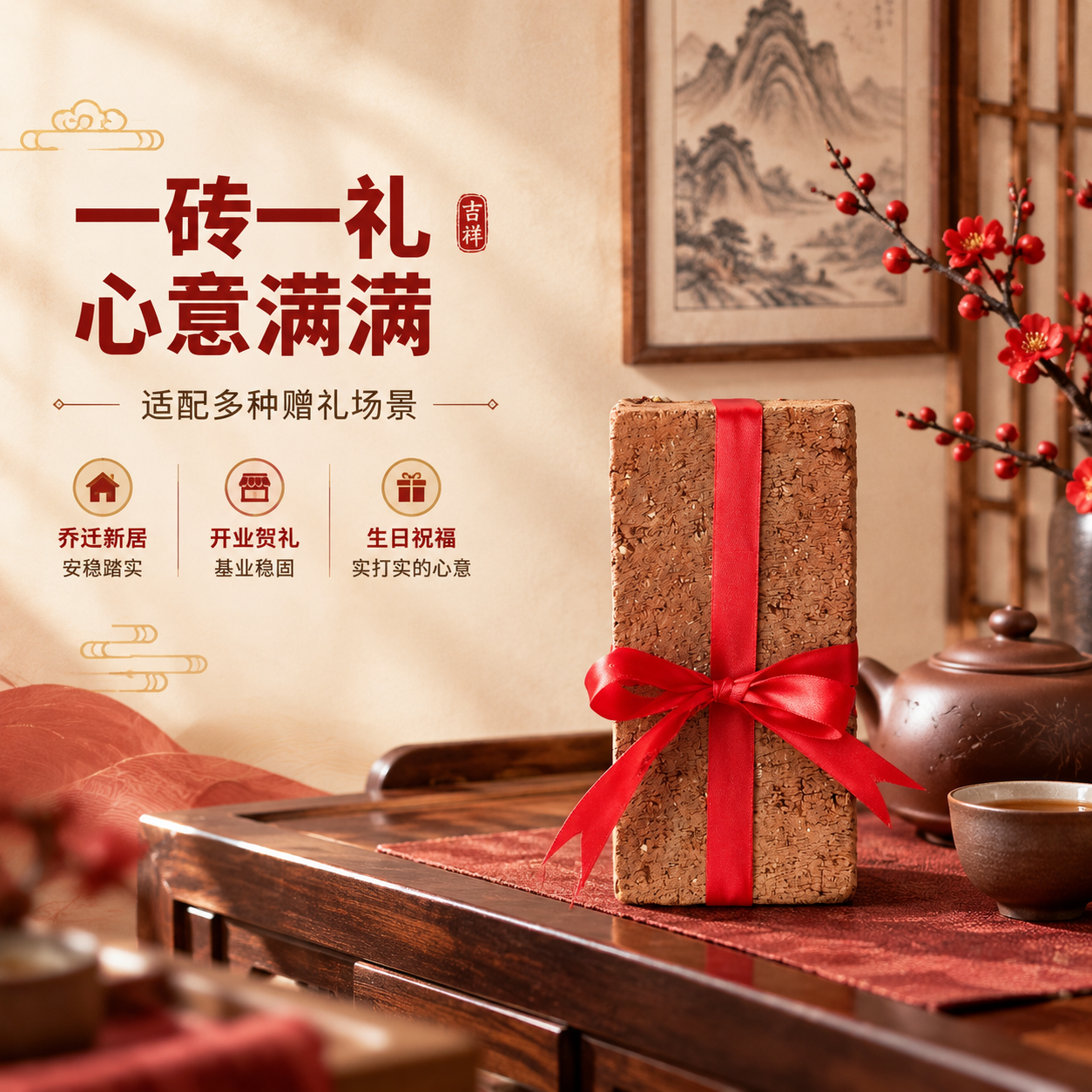 [商品] 使用【图1】红砖捆红绳吉祥伴手礼；保留红砖粗糙陶土质… - 图片创意预览