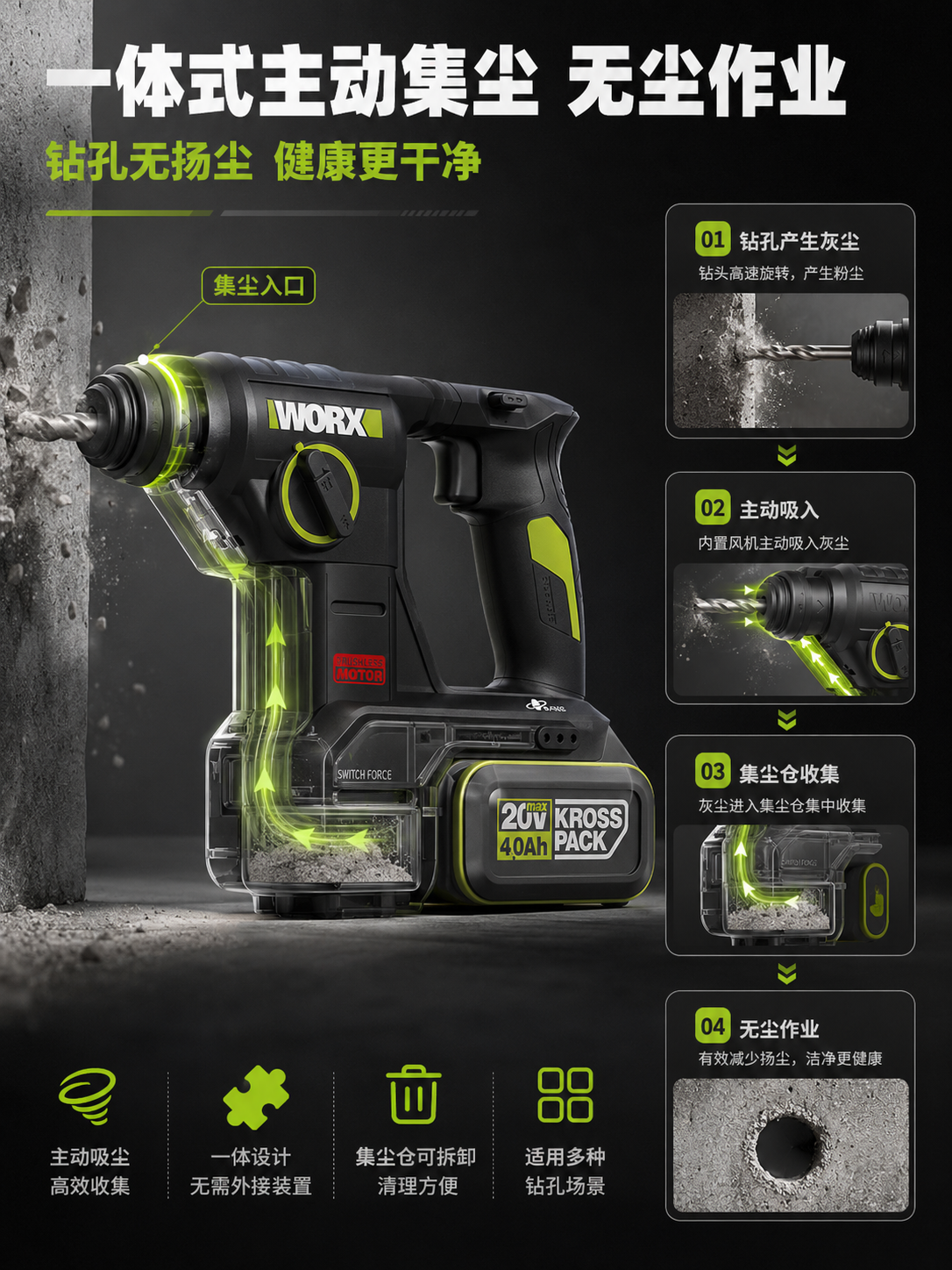 [商品] 使用【图1】威克士WU384.9无刷一体式主动集尘电… - 图片创意预览