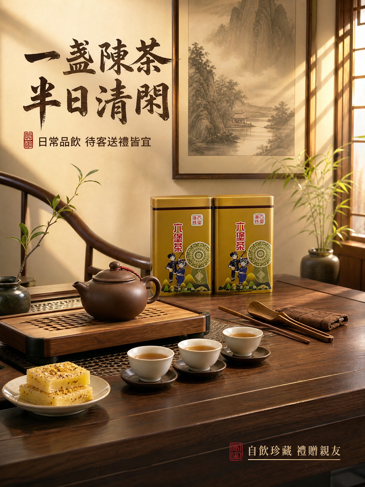 [商品] 使用【图1】广西六堡茶金色铁罐装；保留双罐金色金属罐… - 图片创意预览