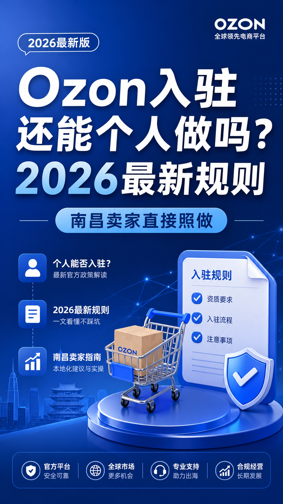 小红书科普图文封面，主题是2026年Ozon入驻条件南昌卖家攻… - 图片创意预览