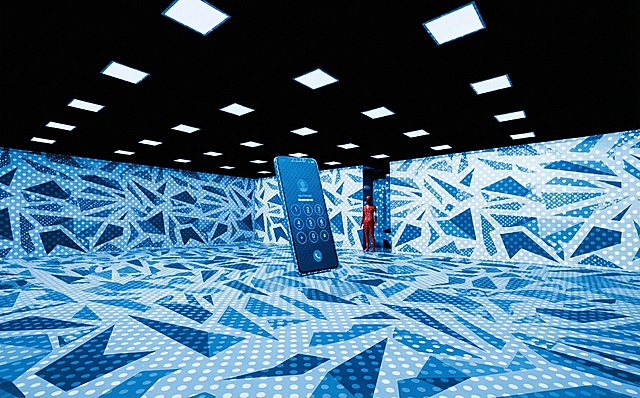 将图片整体调整为蓝色调，添加白色波点效果