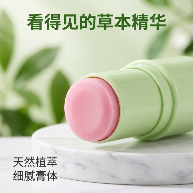 [主图-3] 葫芦娃舒缓棒细节展示图。
[氛围风格] 纯净简约母婴风，自然质感；
[画质] 商业摄影质感，光线柔和通透，产品清晰真实，画面干净高级，细节突出。
[元素] 舒缓棒放置在白色大理石质感圆台预览效果