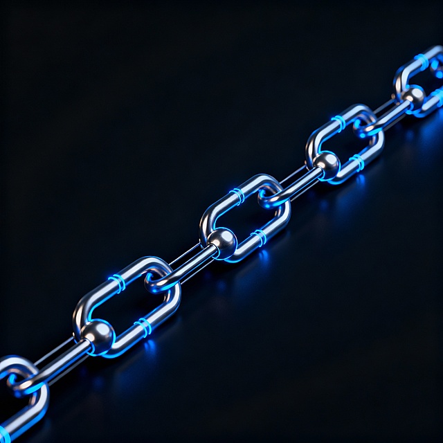 Dark crypto security background, interconnected blockchain nodes, encrypted data lines, blue glow highlights, futuristic fintech style, clean and minimal, no text