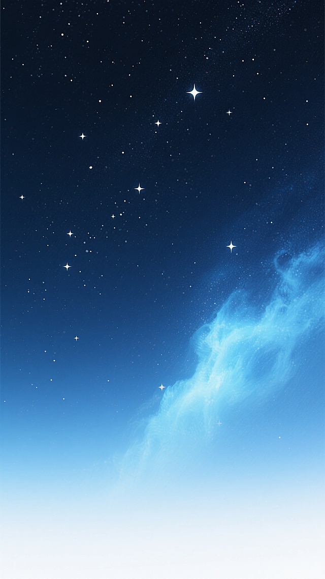 深邃的宇宙星空背景，以深蓝色到浅蓝色再到白色的渐变色调为主，无数闪烁的白色星星分布其中，右下方有一片明亮的浅蓝色星云，整体呈现出宁静、神秘且梦幻的氛围，画面干净简洁，具有数字艺术的平滑质感和细腻的光影过渡效果。