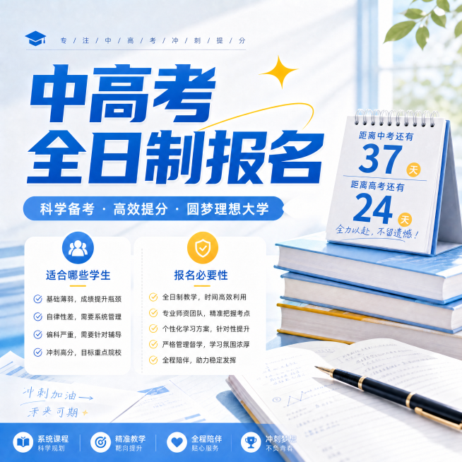修改原图的倒计时日历，将倒计时修改为“距离中考还有37天，距离高考还有24天”，其他内容和风格保持不变预览效果