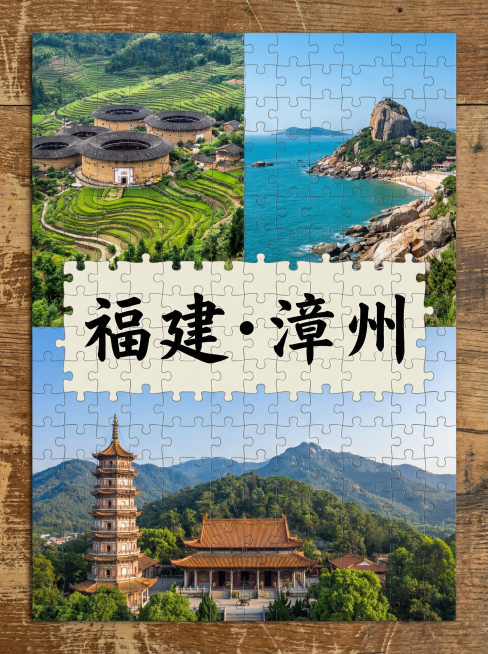 你的任务
帮我制作几份由地区的2到9张拼图出来的风景宣传照片，并在图片中心用正楷标上地点
#地点分别为
广东·潮州（以广州为例，高铁1.5h直达，冬季均温18-22℃）
云南·建水（以昆明为例，高铁1预览效果