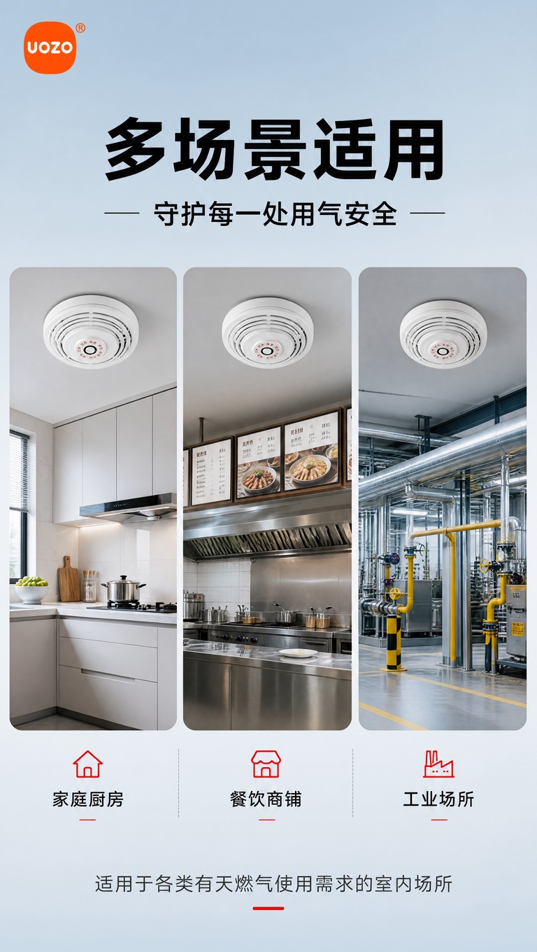 [商品] 使用【图1】左侧正面天燃气探测器产品图；保留圆形白色… - 图片创意预览