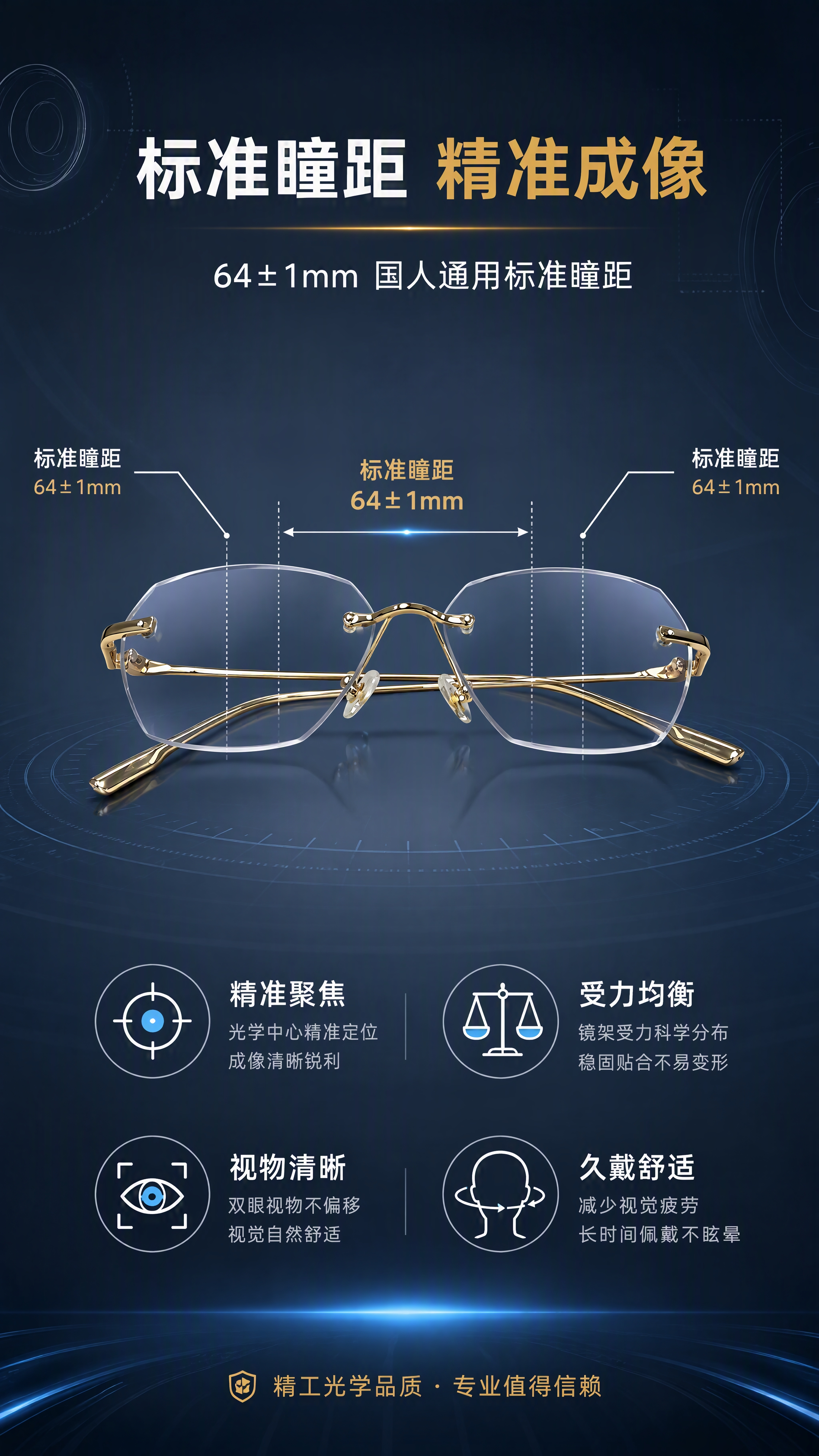 [第2张] 核心卖点页-标准瞳距64±1mm精工光学成像解析。… - 图片创意预览