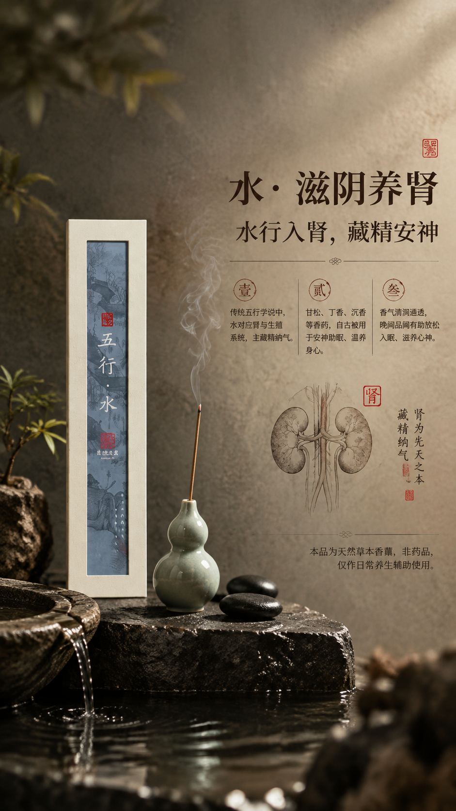 [商品] 使用【图1】中间五行·水（蓝色）款线香盒；保留米白长… - 图片创意预览