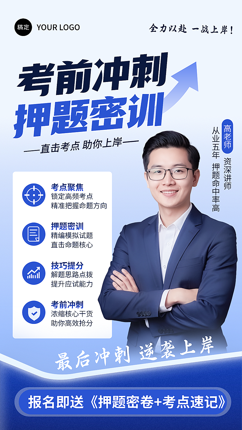 备考教培机构讲师竖版海报