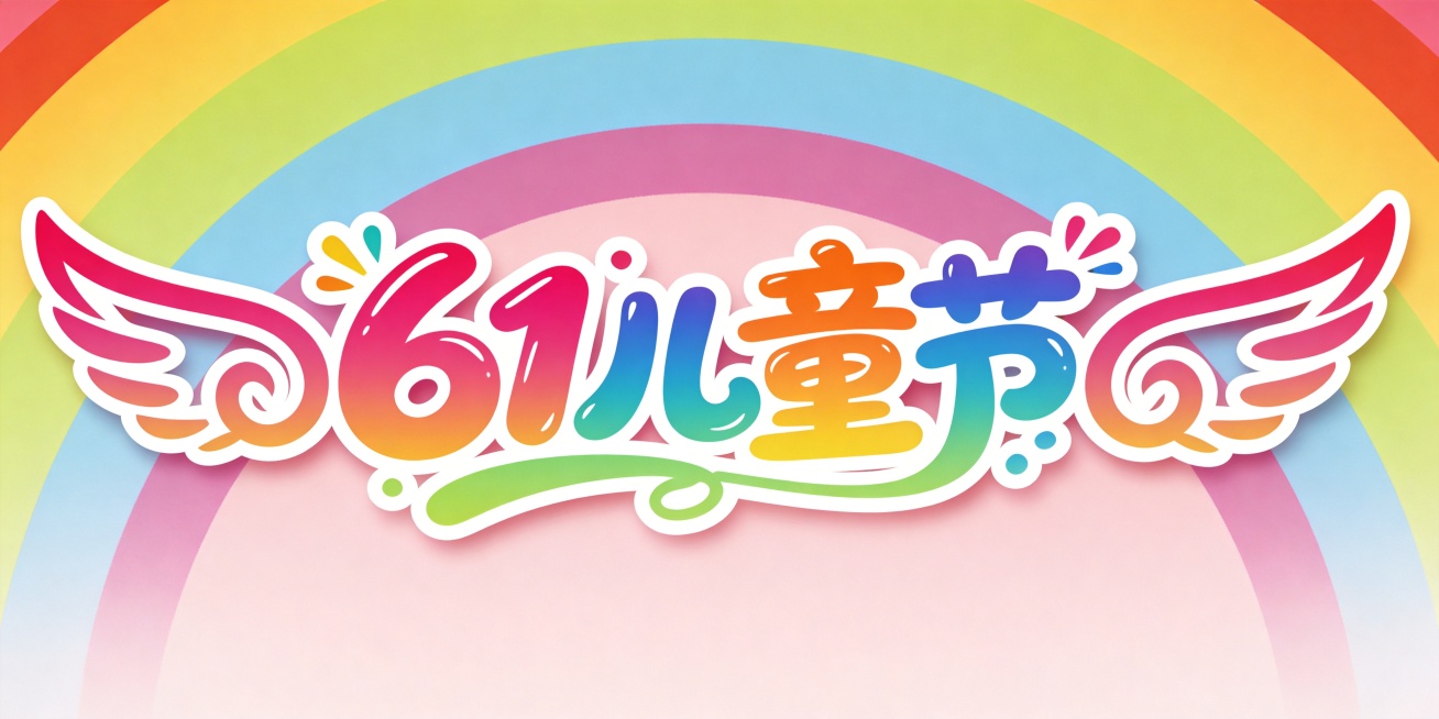 61儿童节节日祝福彩色卡通大字风横版海报预览效果