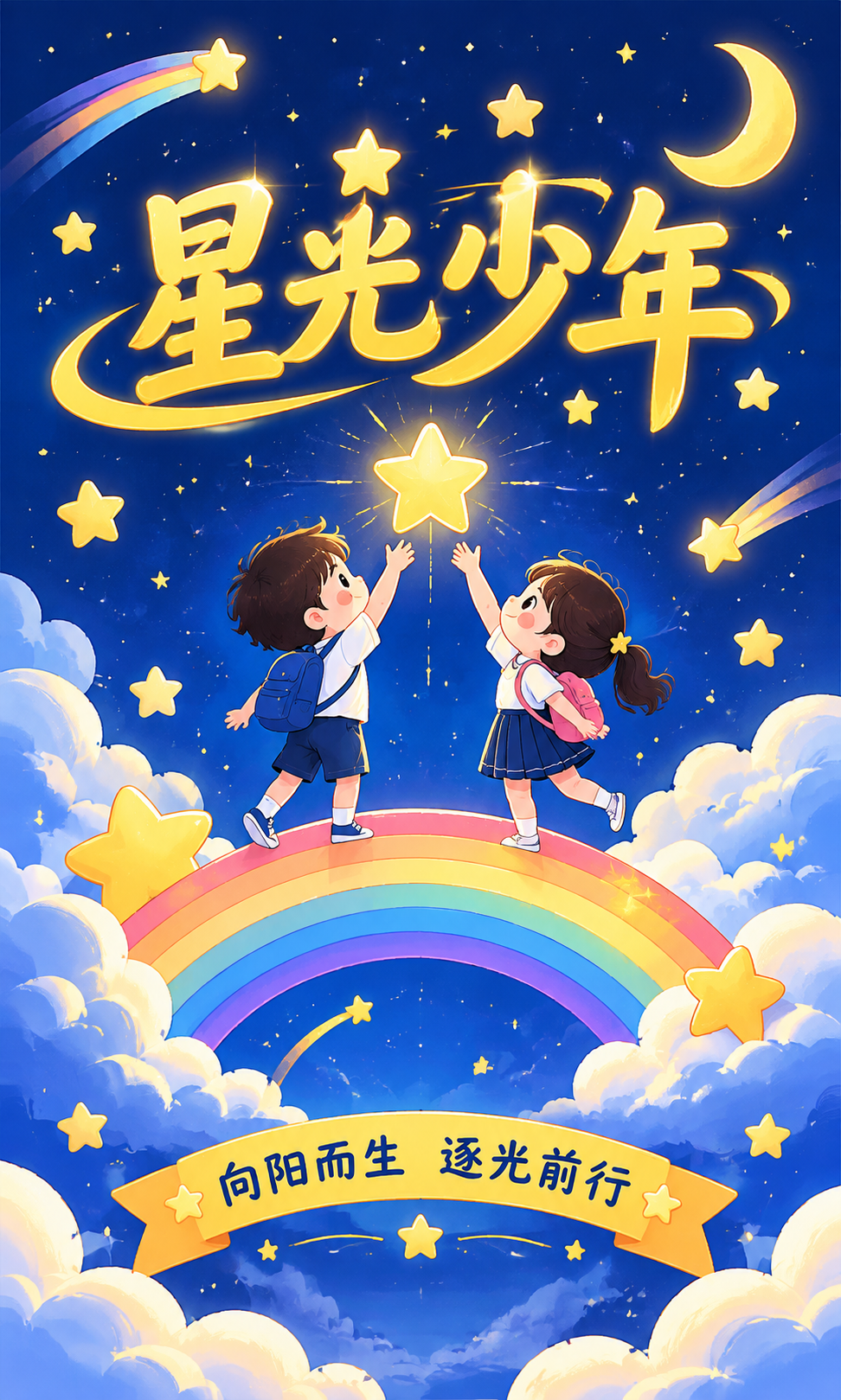 设计前门墙壁KT板，星光少年主题，适合挂在教室前门旁墙壁的画框… - 图片创意预览