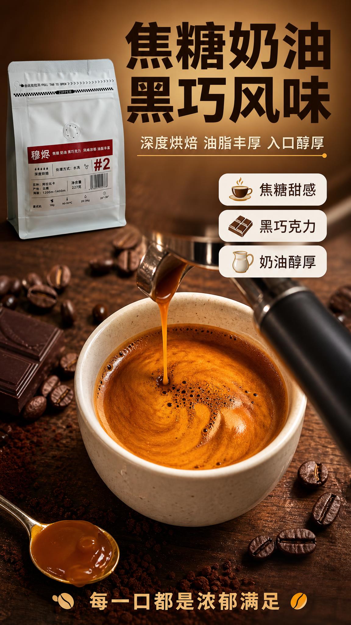 [商品] 使用【图2】穆烬#2咖啡豆包装袋放在画面左上角作品牌… - 图片创意预览