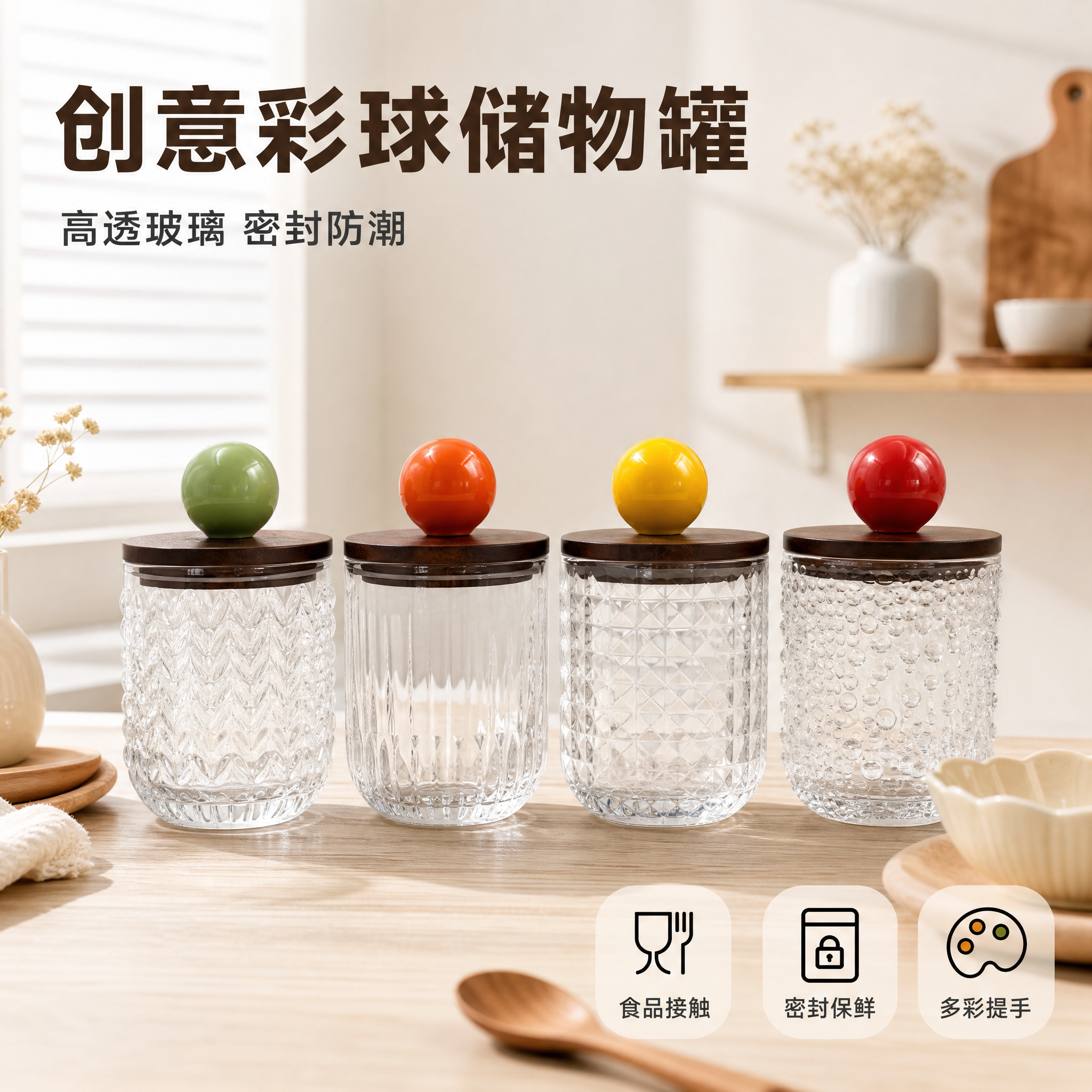 [主图-1] 创意彩球玻璃密封储物罐 首图产品识别与购买欲 成… - 图片创意预览