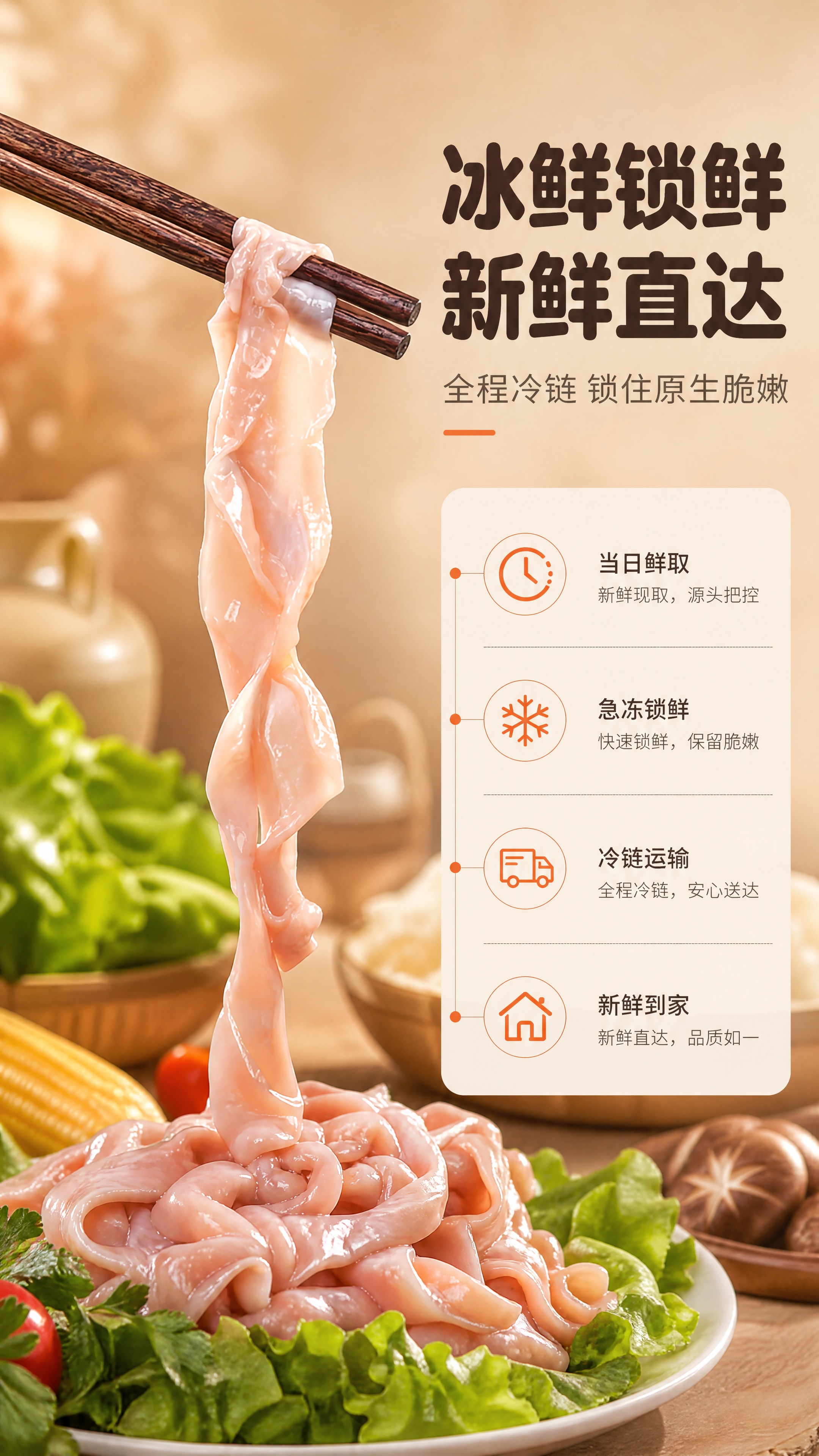 [商品] 使用【图2】筷子夹起的冰鲜鸭肠；保留鸭肠粉润通透色泽… - 图片创意预览