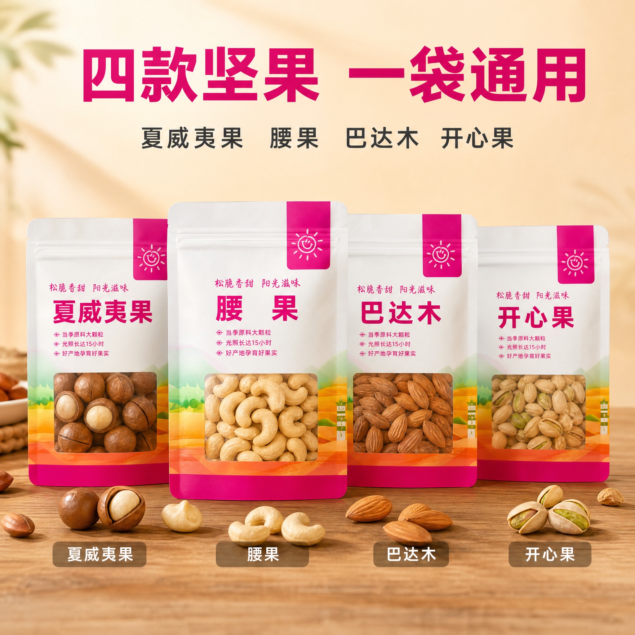 [主图-4] 主题：多坚果适用场景展示，夏威夷果/腰果/巴达木… - 图片创意预览