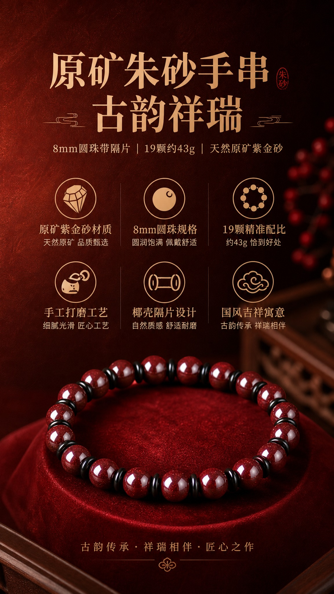 淘宝天猫详情页首屏海报，9:16竖版，高级红棕渐变背景带细腻纸… - 图片创意预览