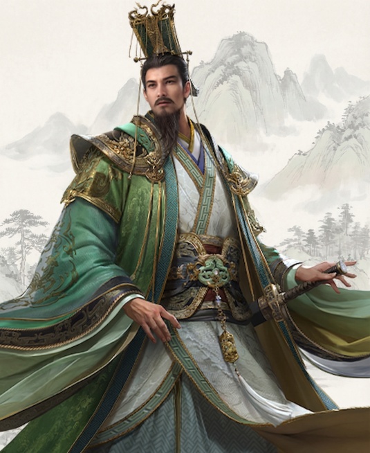 为这个古代人物添加颜色比较浅的水墨画风格背景，保持原人物形象不变预览效果