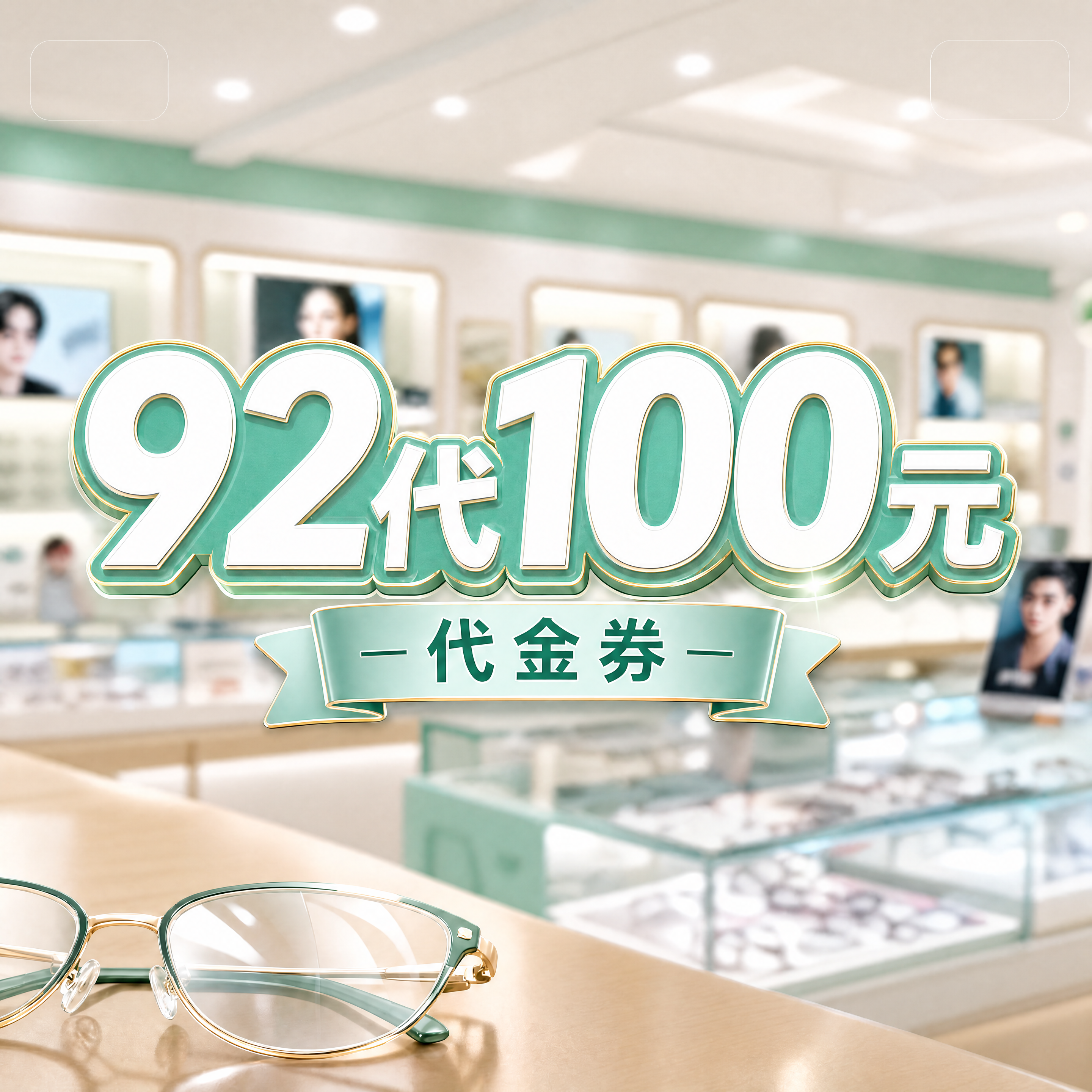 将这张抖音直播头图整体配色改为清新薄荷绿风格。主标题"92代1… - 图片创意预览