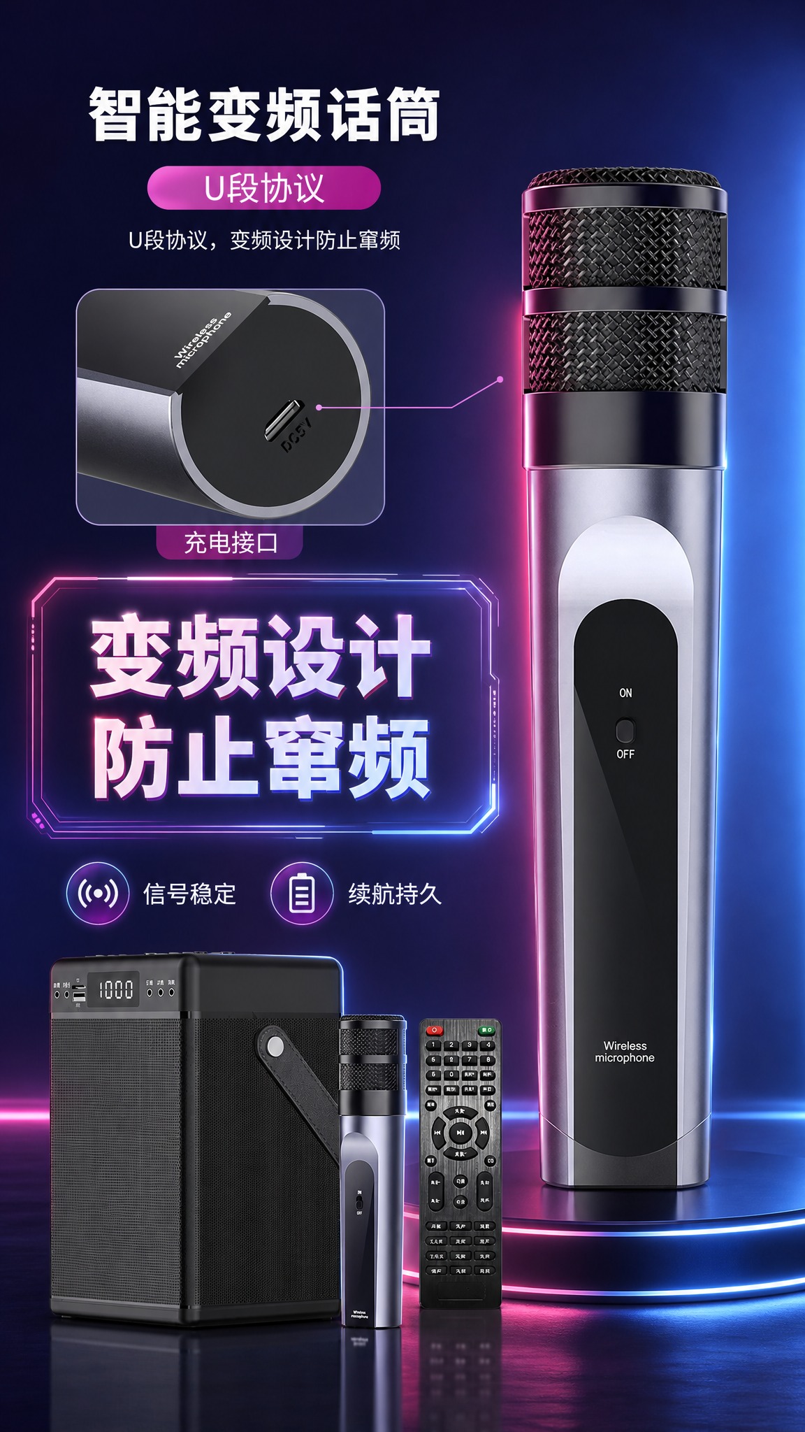 [商品] 使用【图6】智能变频话筒+音箱+遥控器全家福；保留话… - 图片创意预览
