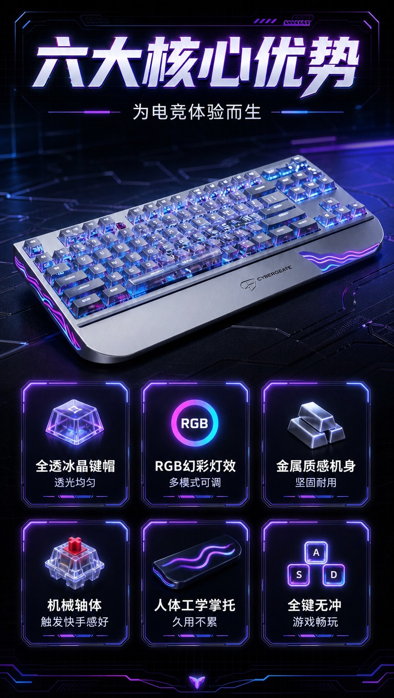 [商品] 使用【图1】CYBERGEAR透明键帽RGB机械键盘… - 图片创意预览