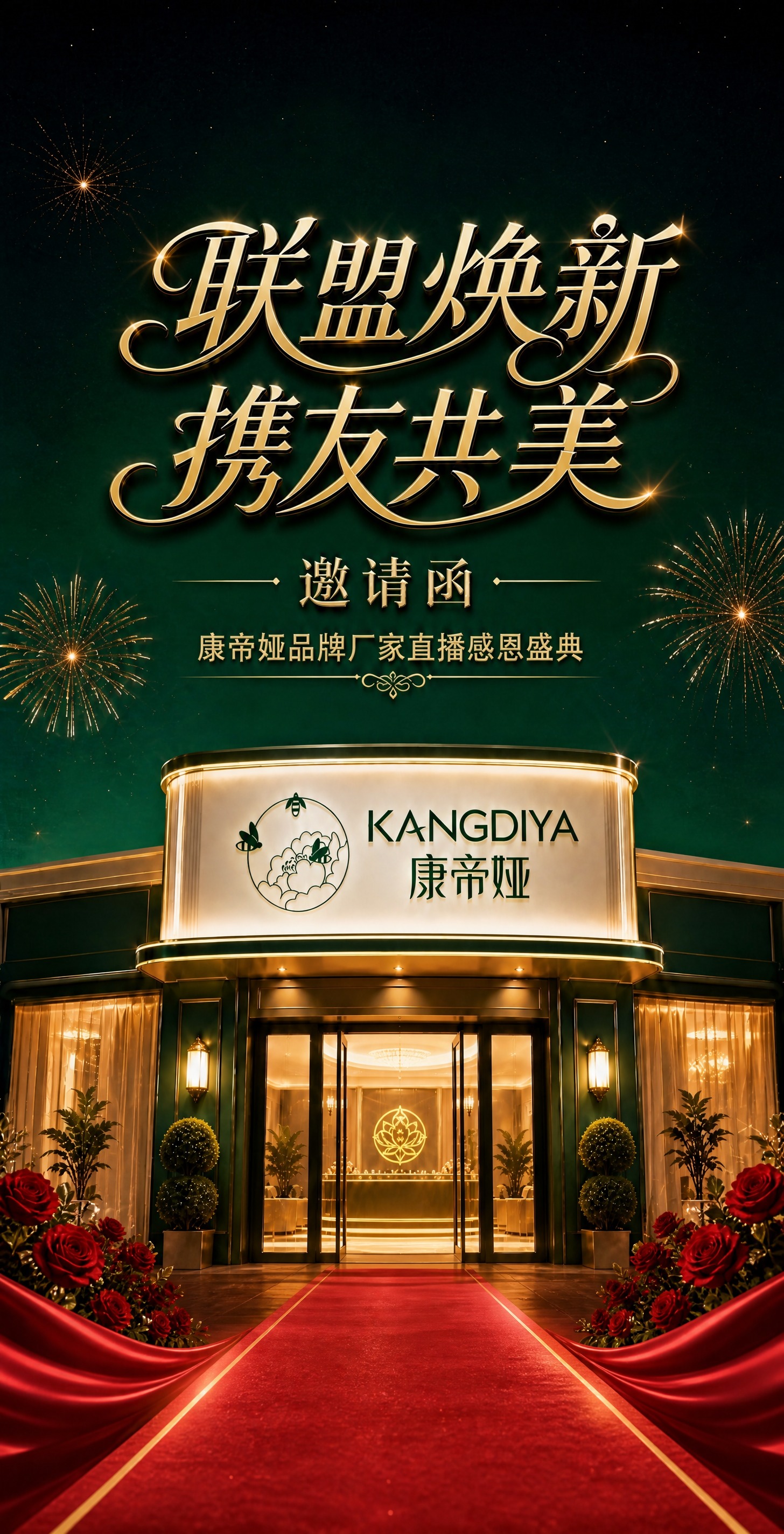 基于图1修改：1、将"联盟焕新""携友共美"两行主标题、"邀请… - 图片创意预览