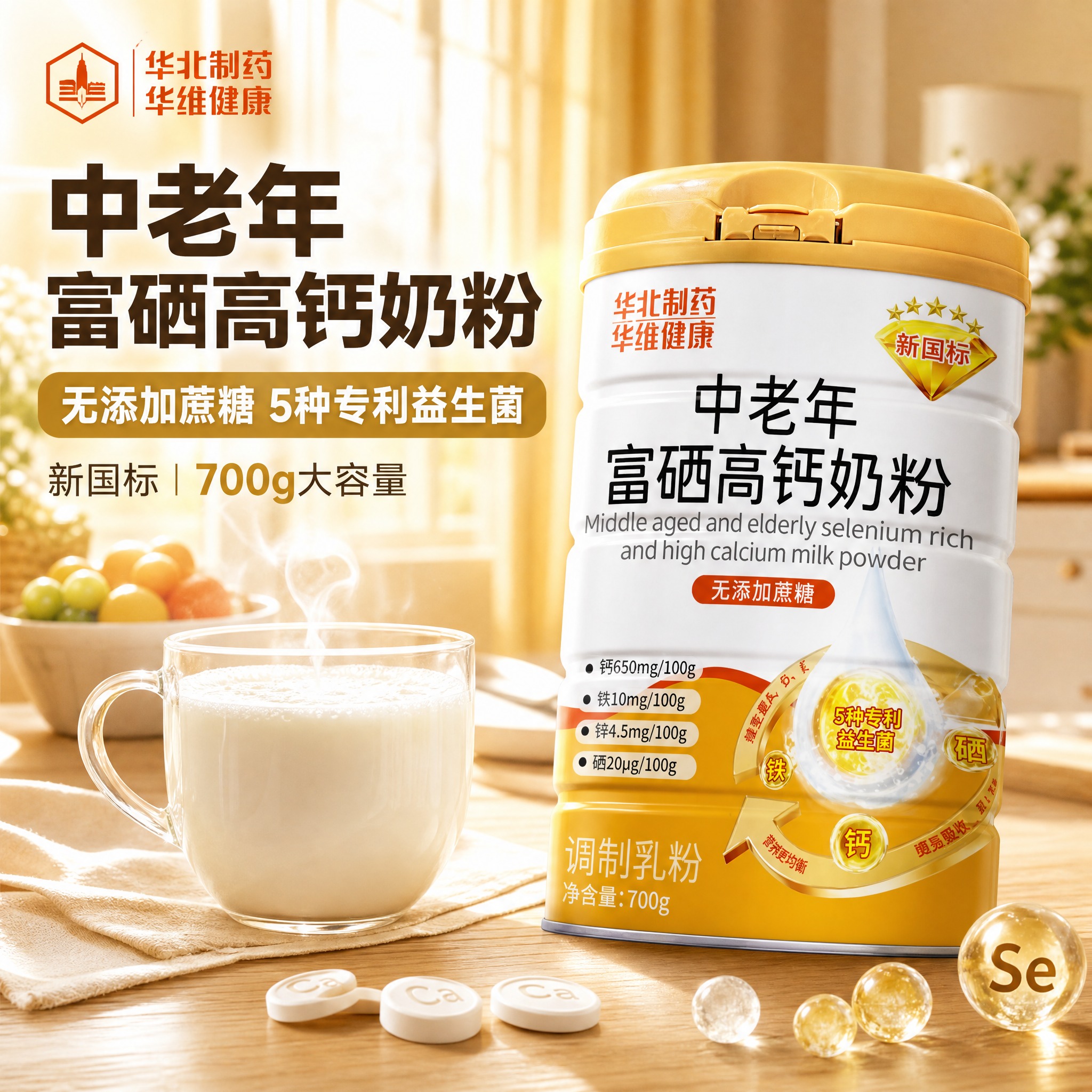 [主图-1] 中老年富硒高钙奶粉首图点击率图，突出产品核心卖点… - 图片创意预览