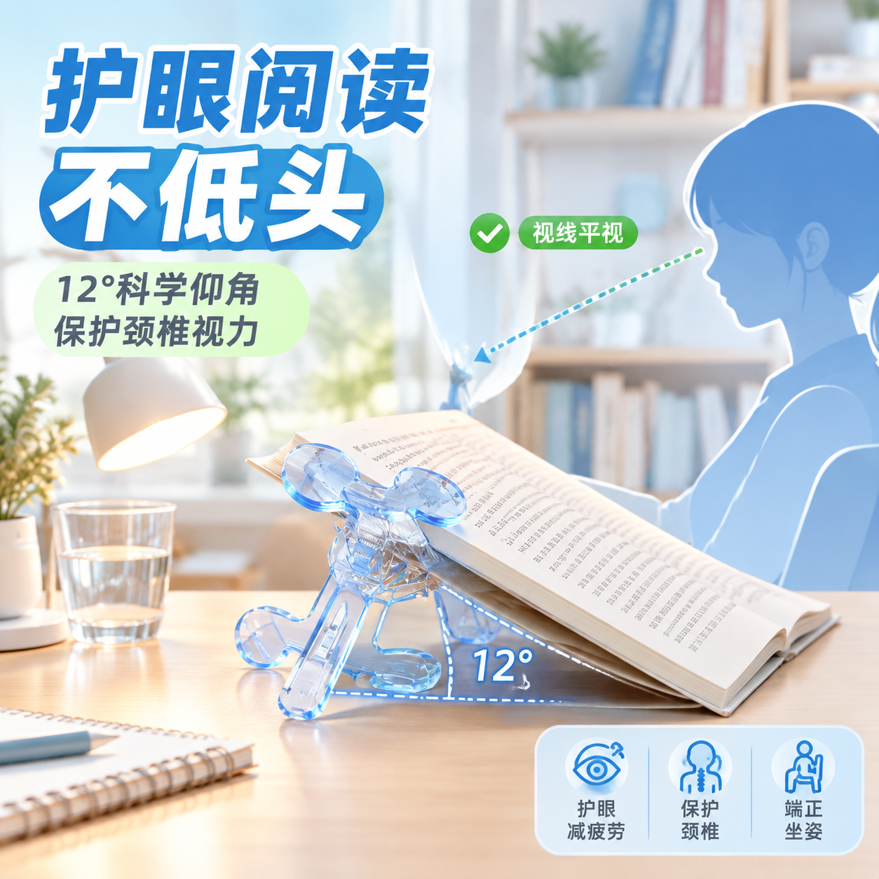 [主图-3] 护眼功能与使用场景 展示看书不低头保护颈椎视力的… - 图片创意预览