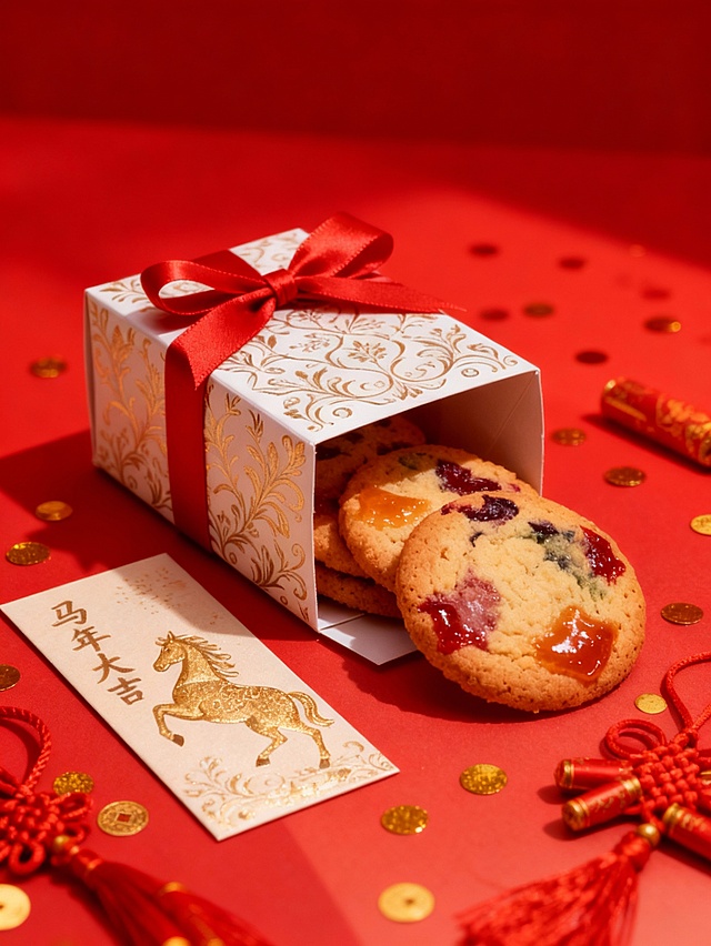 电商年货节春节喜庆感创意商品图