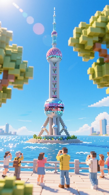 上海东方明珠，海边，散客，晴天预览效果