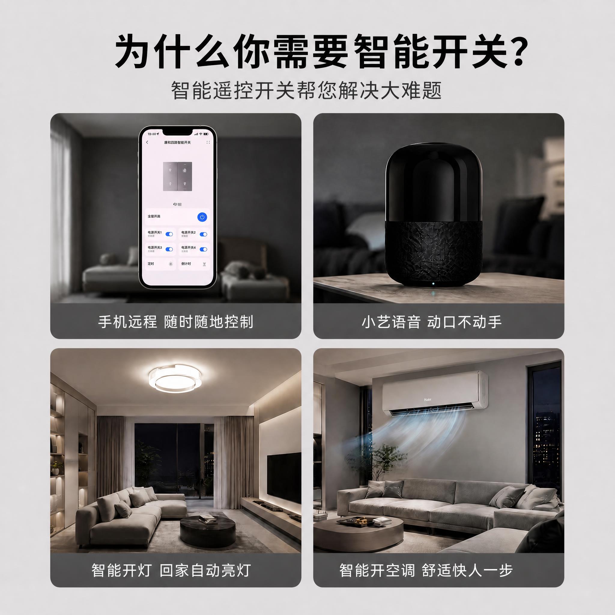 将第二张为什么需要智能开关图调整为1:1正方形比例。顶部大标题… - 图片创意预览