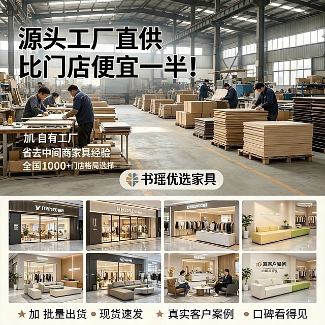 在图片合适位置添加“书瑶优选家具”文字logo，去掉右下角的AI标识，保持其他内容和布局不变