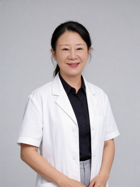 参考图中保留人物脸型、发型、年龄等特征生成医生职业形象照,标准焦段50mm,f/4光圈(f/2.8-f/4区间),平视视角(镜头与人物视线齐平);人物占画面70%,人物居中(居中构图),位于画面中心,预览效果