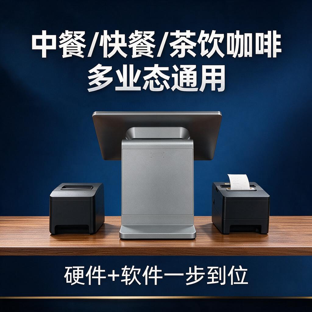 餐饮收银系统投流广告图第4张（适用业态图），深蓝色科技渐变背景… - 图片创意预览