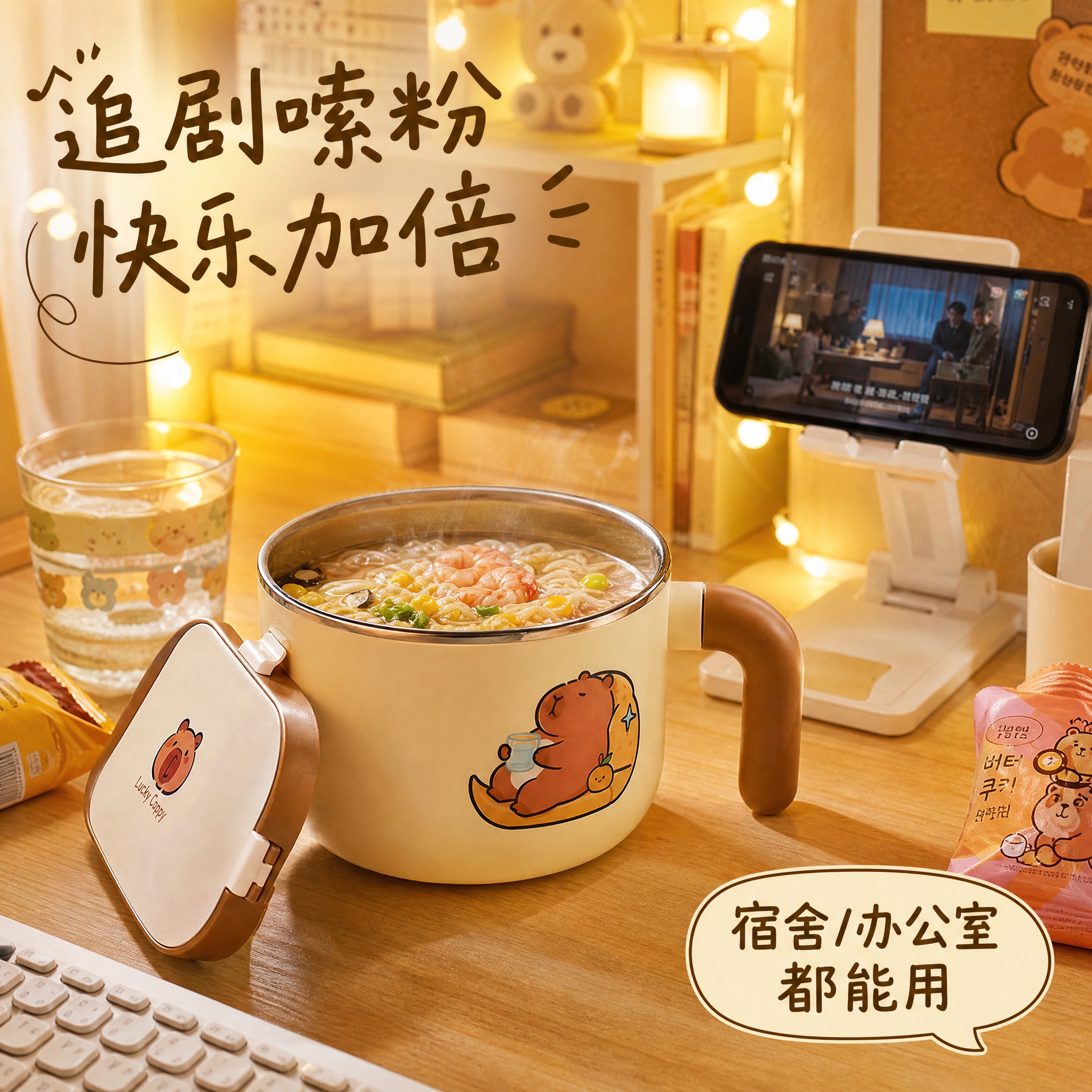 [主图-4] 真实使用场景图，展示宿舍/办公室泡面场景，产品在… - 图片创意预览