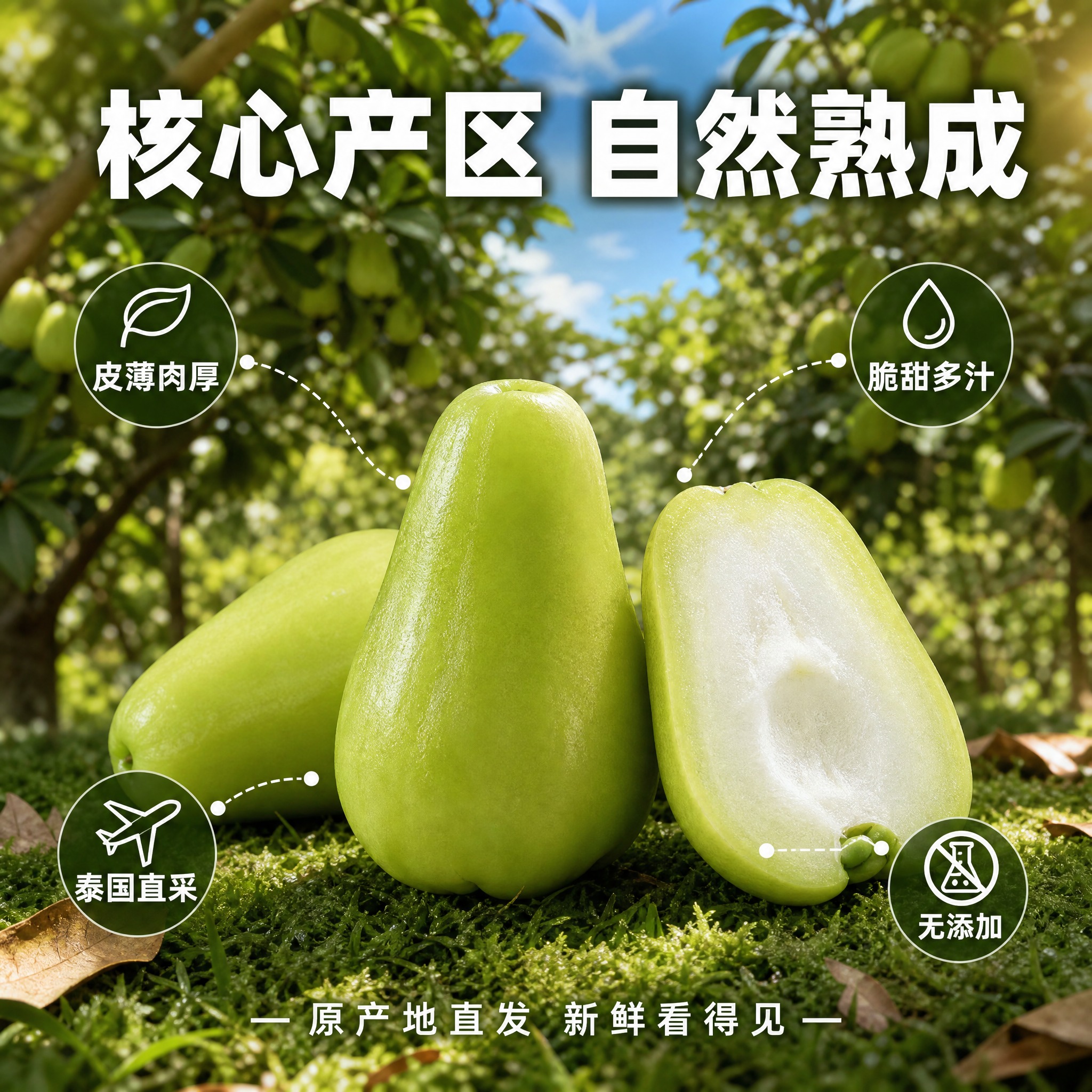 [主图2-产地溯源] 泰国进口青绿色莲雾产地溯源主图，采用亮点… - 图片创意预览