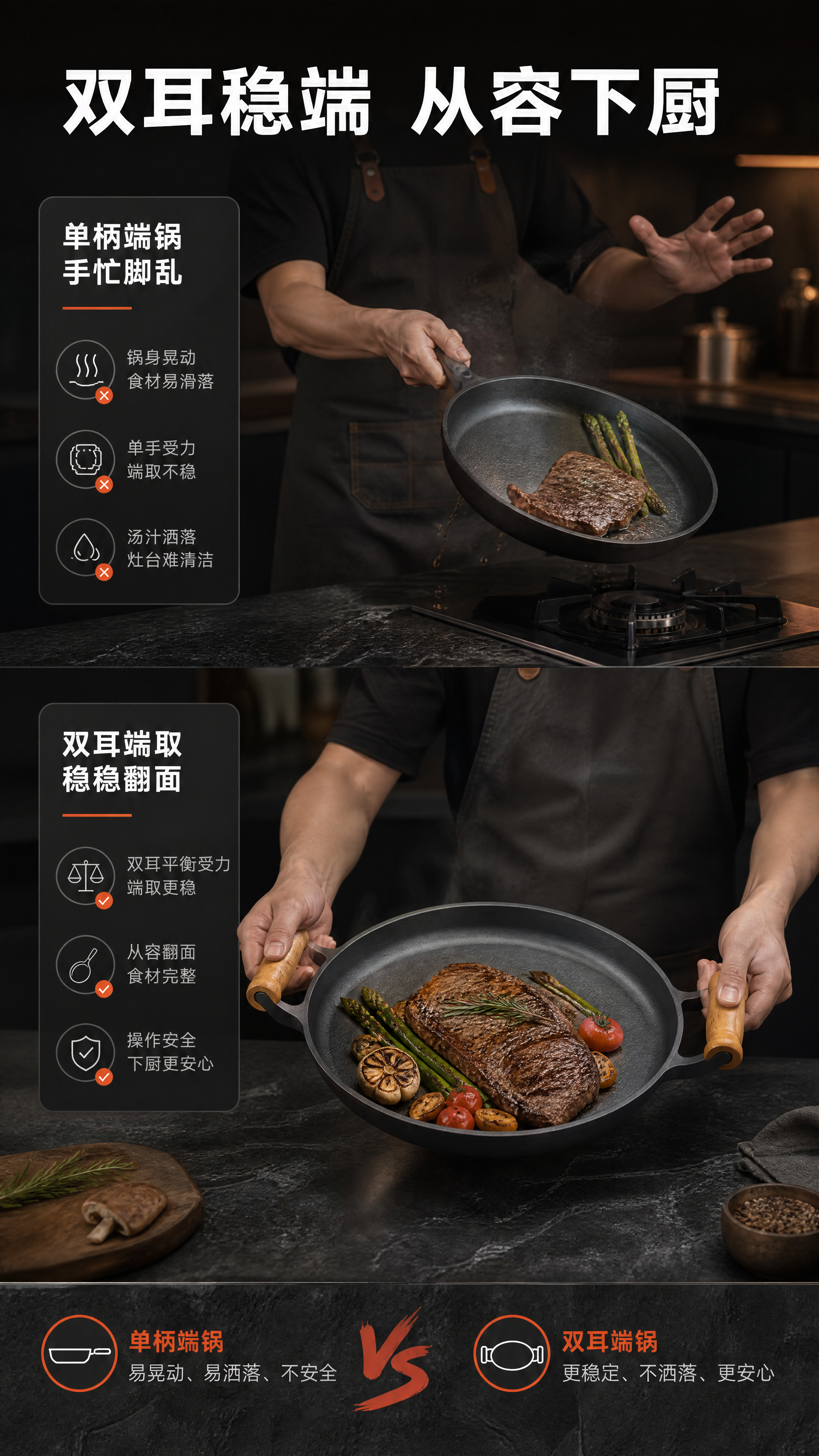 [商品] 使用【图1】北欧原木双耳铸铁煎烤锅，保留深灰哑光铸铁… - 图片创意预览