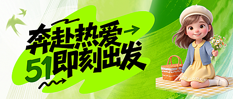 五一出游海报励志51朋友圈海报公众号首图
