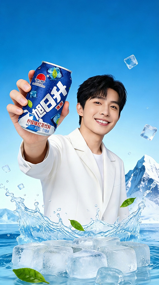 去掉冰块上的柠檬和易拉罐，其他元素保留并保持高清