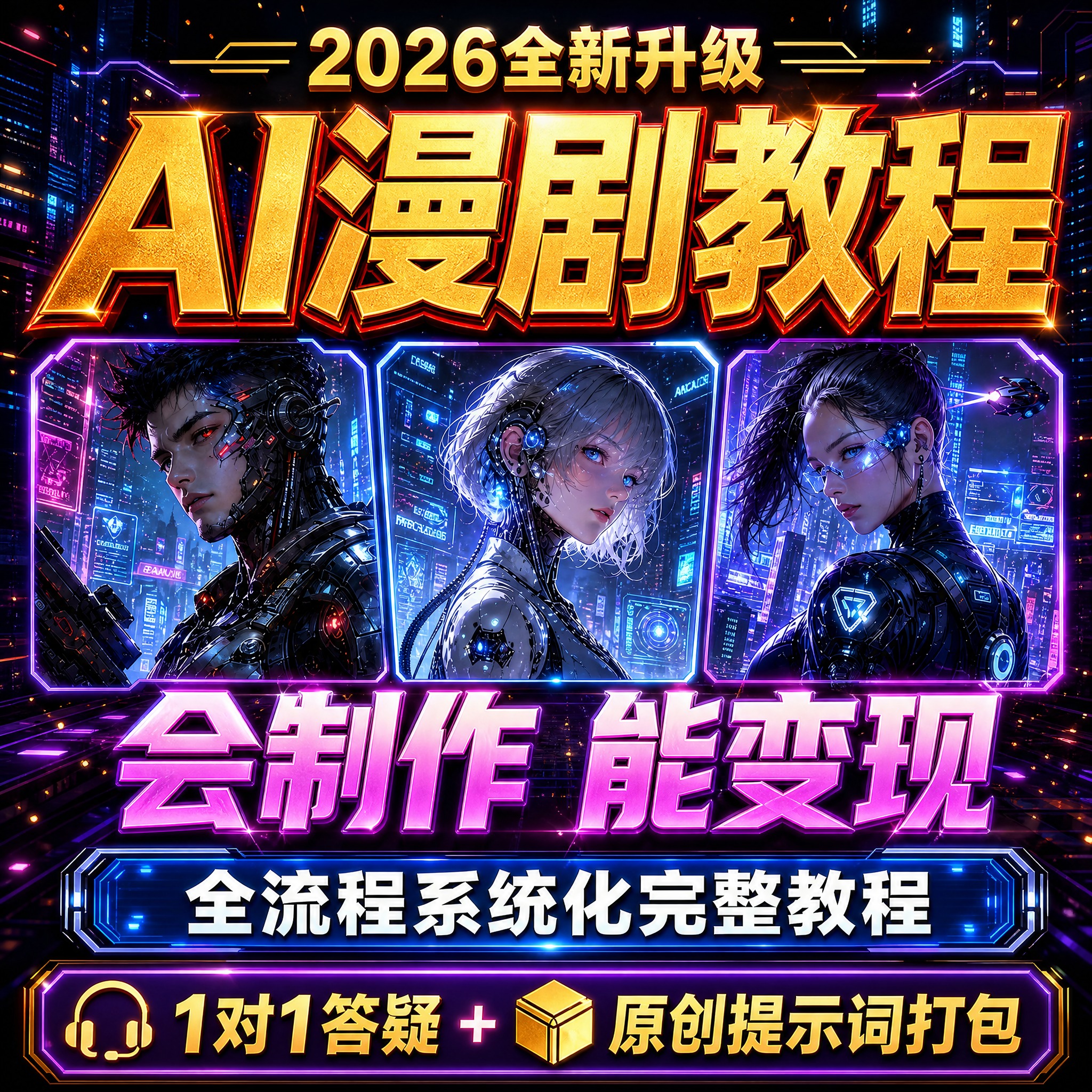 [主图-1] AI漫剧教程 主题与核心价值吸睛首图。拼多多电商… - 图片创意预览